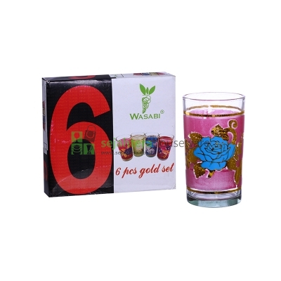 Gelas Set WASABI 6pcs Bunga Mas