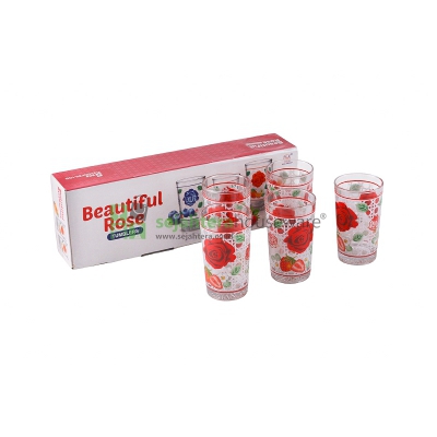 Gelas Set Beautiful Rose T-235/DFS 5-1GB
