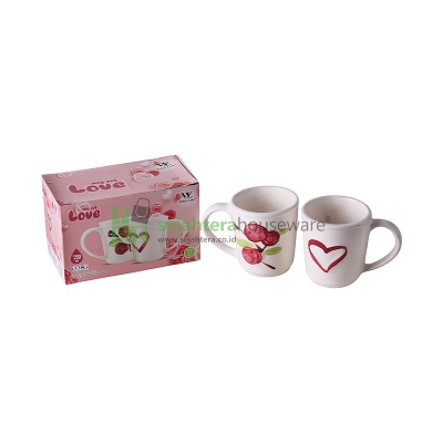 Gelas Papa Mama White Line LOVE 2 pcs