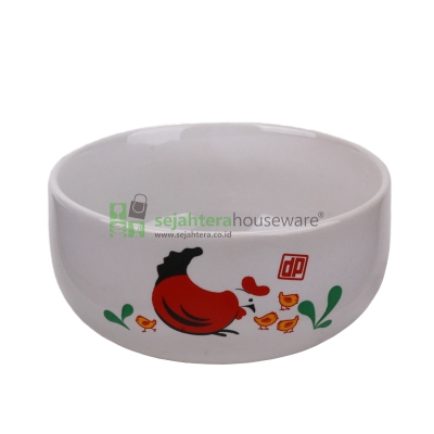 Mangkok Porselen B 5.5 Inch Ayam Merah