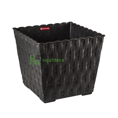 Pot Bunga CJP Rotan 901 Segi 40cm Hitam