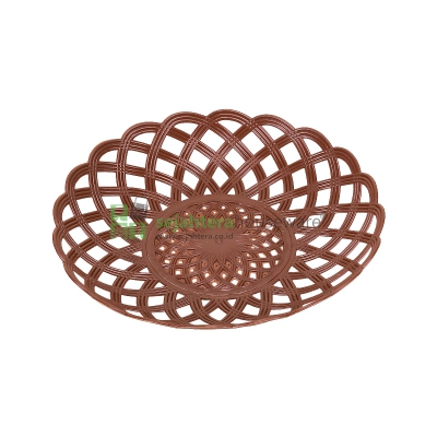 Piring Anyam Rotan Flat Coklat HDRPlast