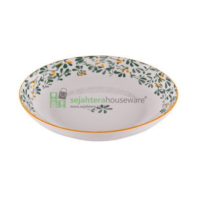 Piring Porselen 8 In White Line Motif